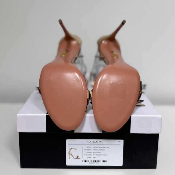 Aquazzura Papillon Soft Gold Butterfly Stiletto Heels Sandals - Picture 14 of 14